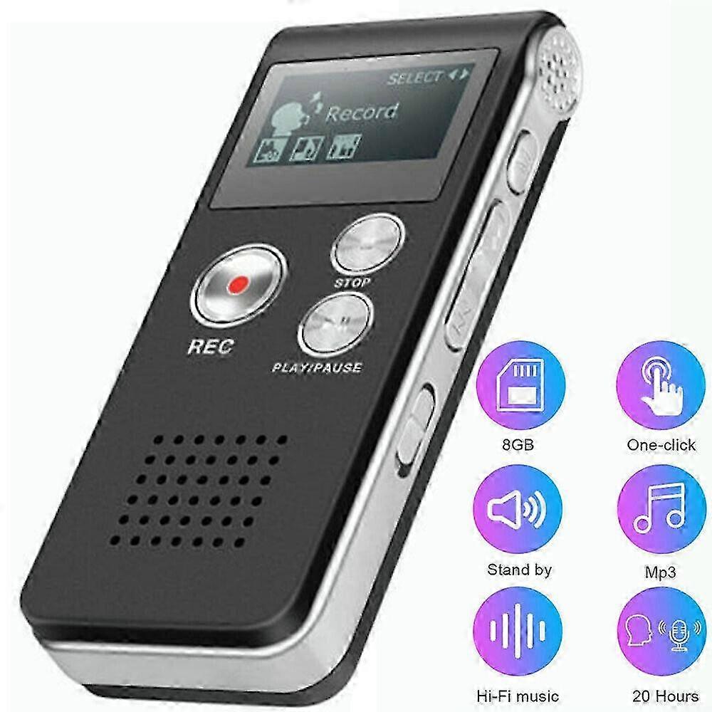 Digital Rechargeable Voice Recorder Voice Recorder 8GB Voice Recorder With Lecture Playback - USB
