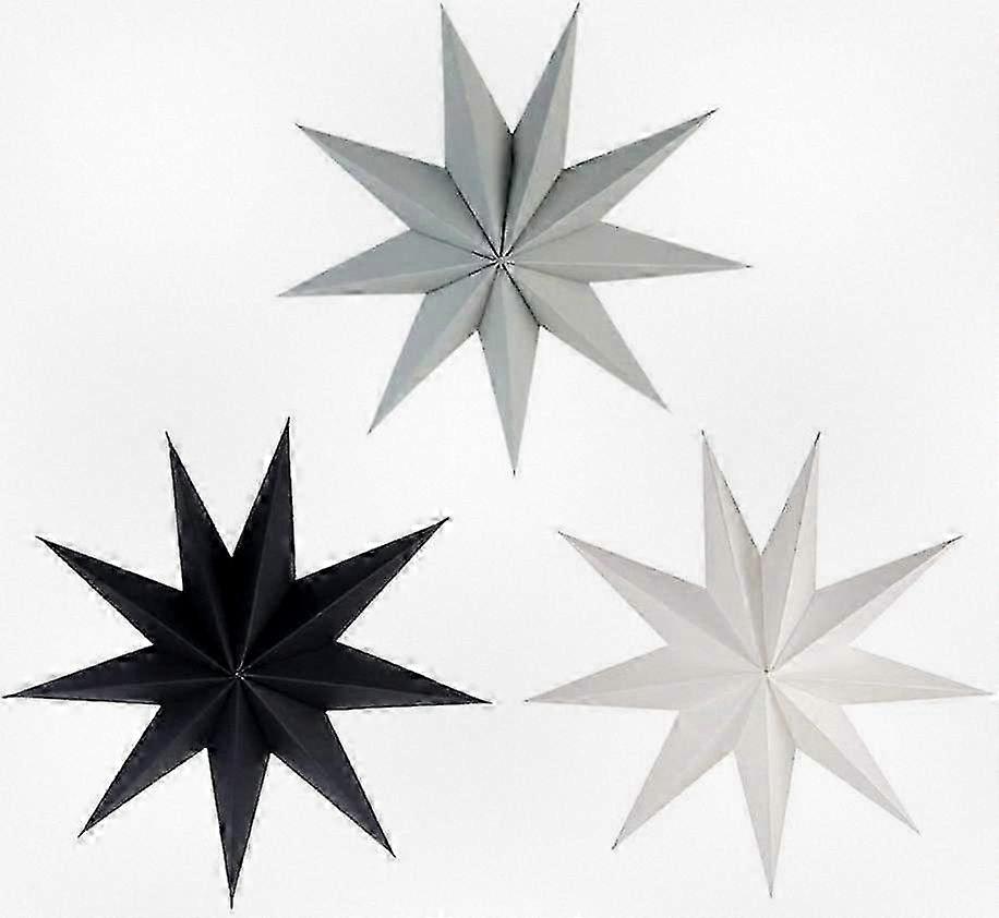 3pcs White Paper Star Lantern Lampshade Decoration, 3D Star Pentagram Lampshade Foldable Lamp Shade Suitable for Holiday Use, 30cm