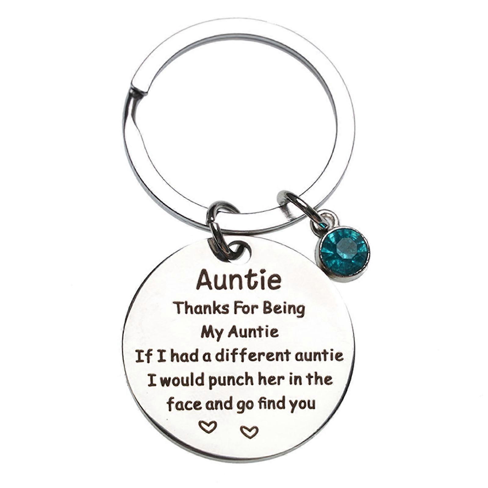 姪からの叔母ギフトキーホルダー誕生日ギフトキーホルダーペンダントジュエリー感謝祭ギフトおばさん家族シルバー