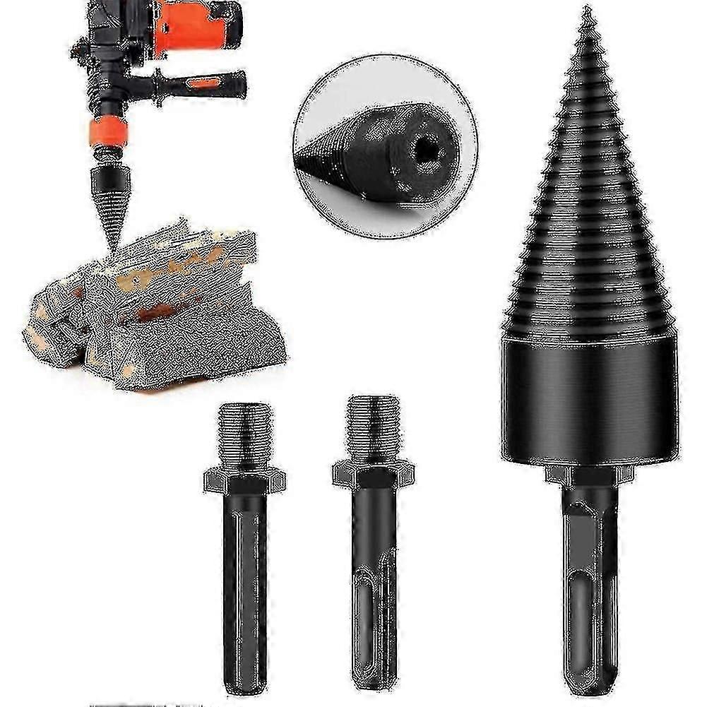 Wood Splitter Drill Bits;firewood Log Drill For Hand Drill With 3 Handle Hex Shank Square And Round