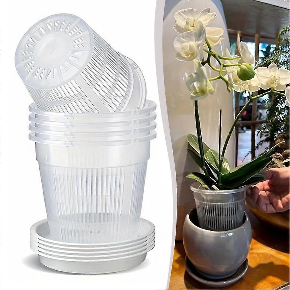 Transparent Plastic Plant Pots with Matching Saucers, Ideal for All Garden Needs, 11 cm Size
