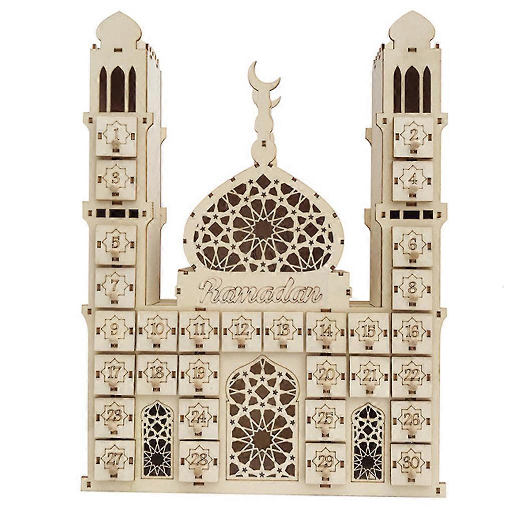Ramadan Eid Mubarak Kareem Countdown Advent Calendar With LED light Planner Decoration Numbered Eid Mubarak Calendar