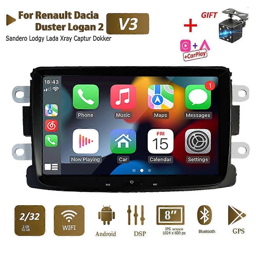 Android for Renault Logan Dacia Duster Sandero Captur Lada Xray 2 Car Multimedia Player Carplay Bluetooth GPS RDS Radio Stere