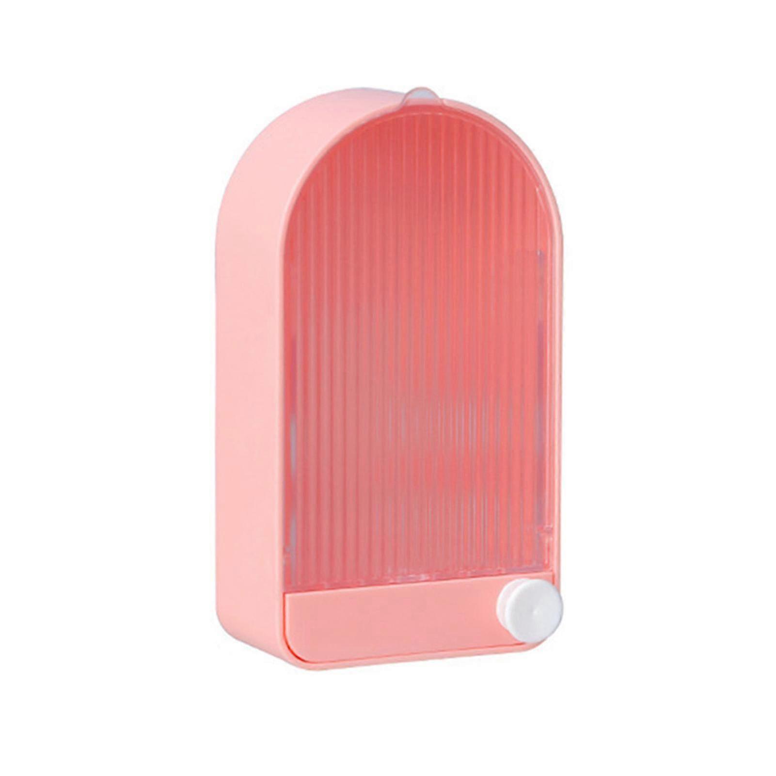 Wall-Mounted Soap Box with Cover - Pink & White, No Drilling