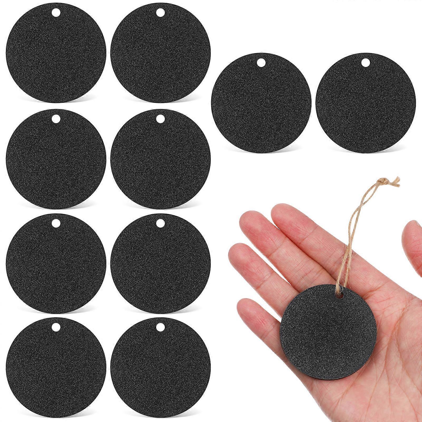 10pcs Double Sided Mini Chalkboards with Hemp Rope – Sturdy Round Blackboard Signs for Home Decor, Wedding Tags, Crafts, Memo Boards, Party Labels &