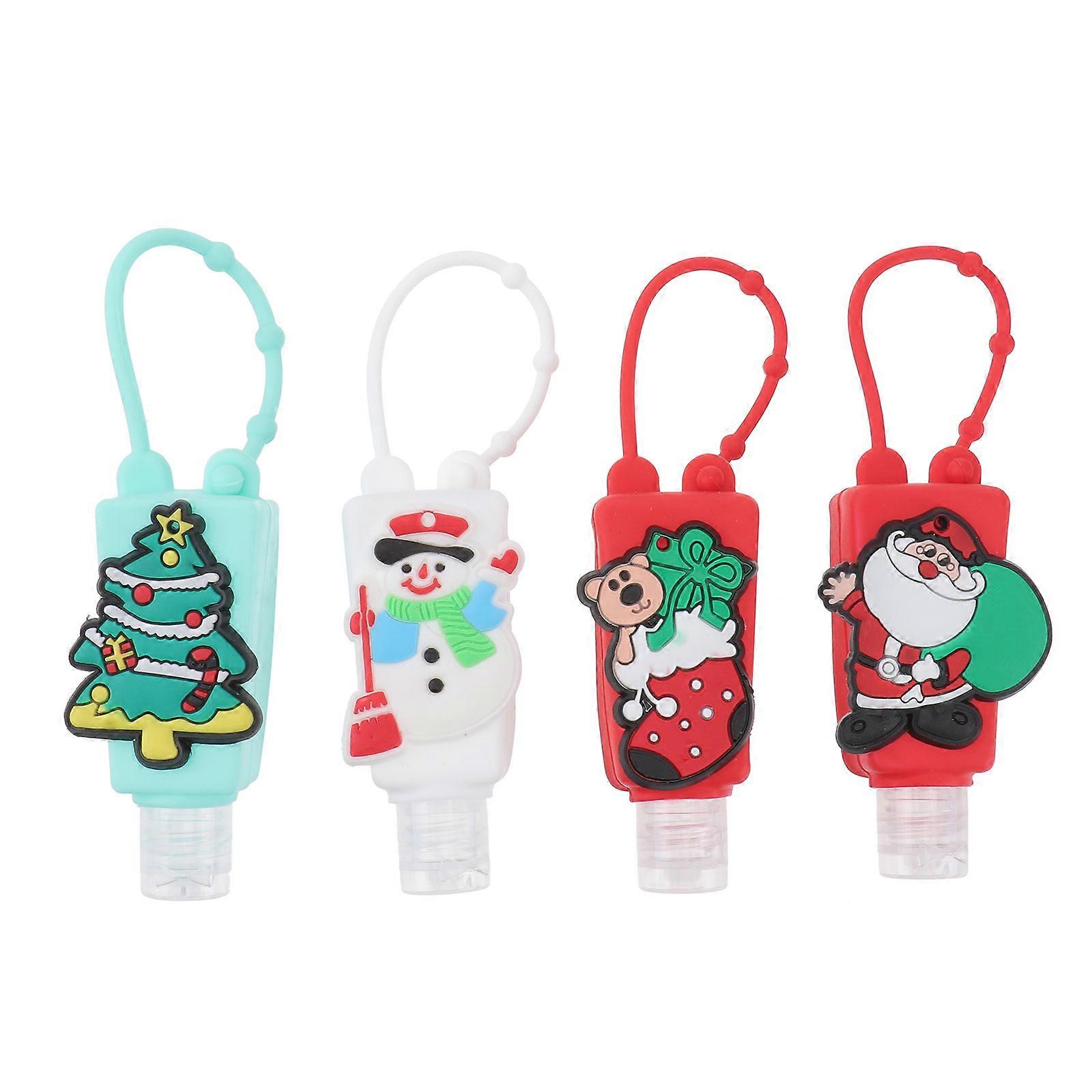 Christmas Silicone Travel Bottle Holders Portable Keychain Containers for Hand & Liquid Use Squeeze Bottles in Bright Colors 5 Pack for Family &