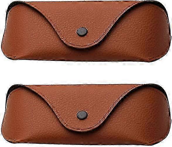 2 Pcs Portable Glasses Cases (Brown)