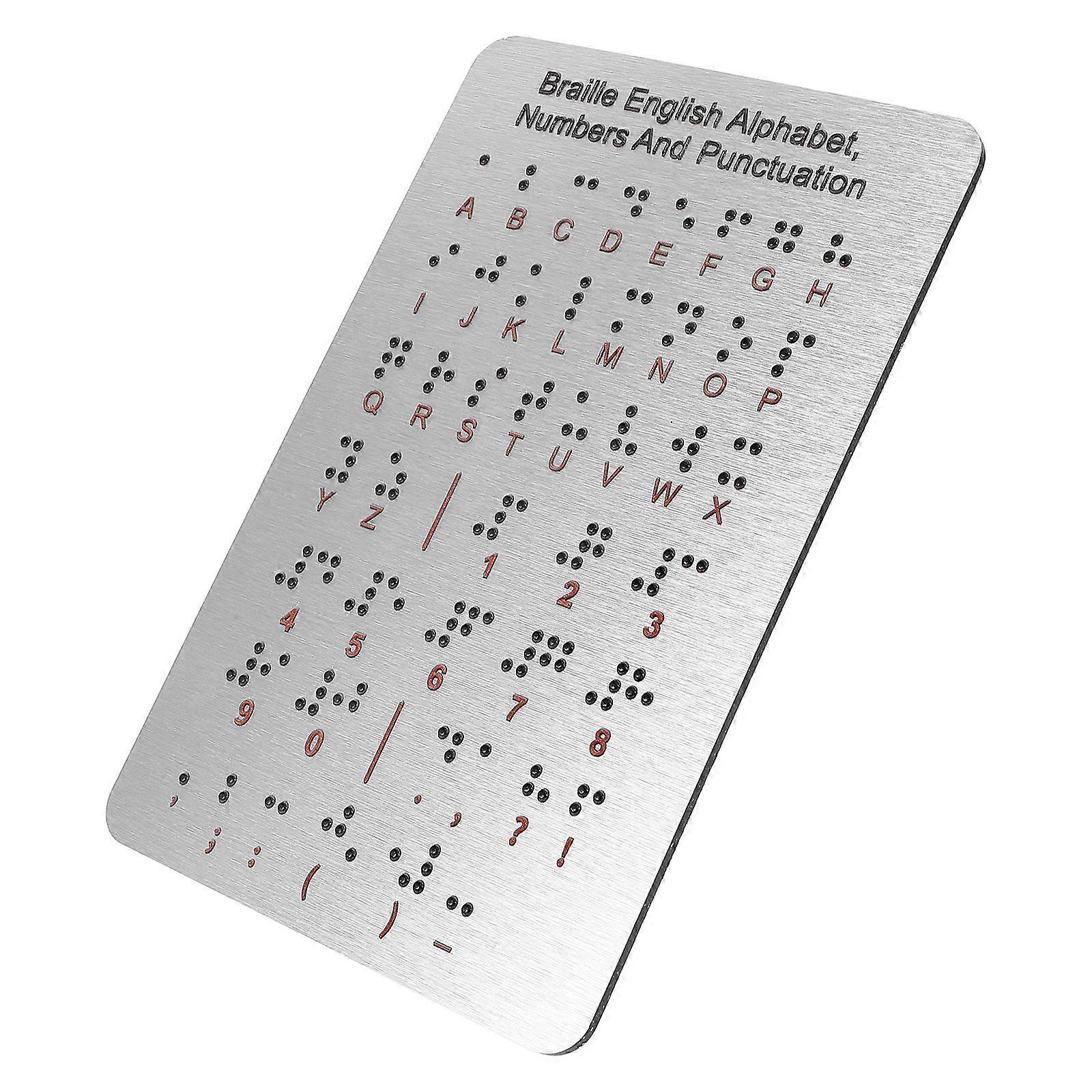 Durable Stainless Steel Braille Alphabet Board with Raised Dots for Beginners – Comprehensive Learning Tool for Blind Adults Including Numbers and
