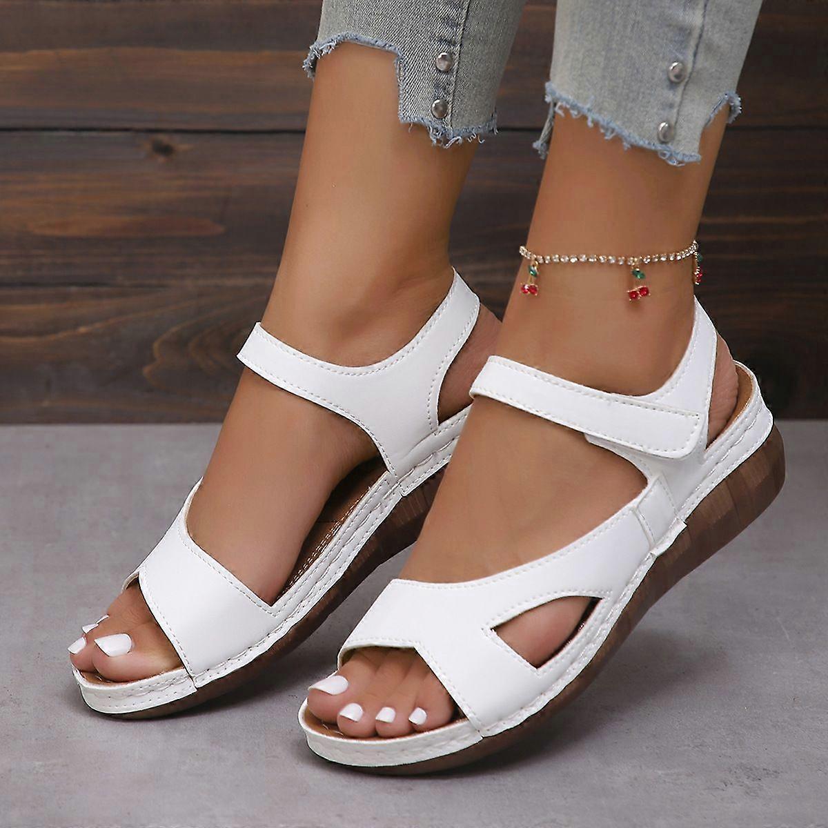 Wide Width Women's Sandals - Extra Cushion Chunky Sole & Arch Support for Plus Size Comfort -HK615