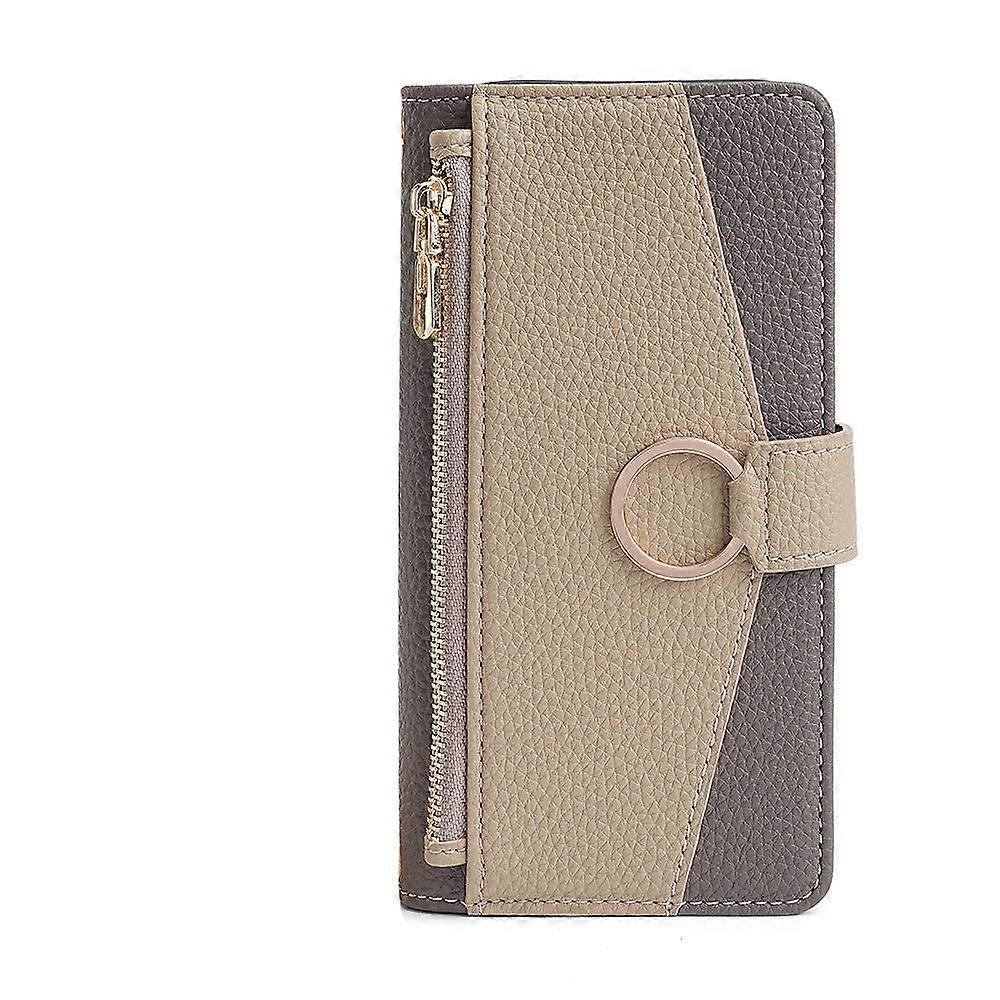 Case For Iphone 13 Pro Max Gray Single Leather Case Mirror Crossbody Multifunctional