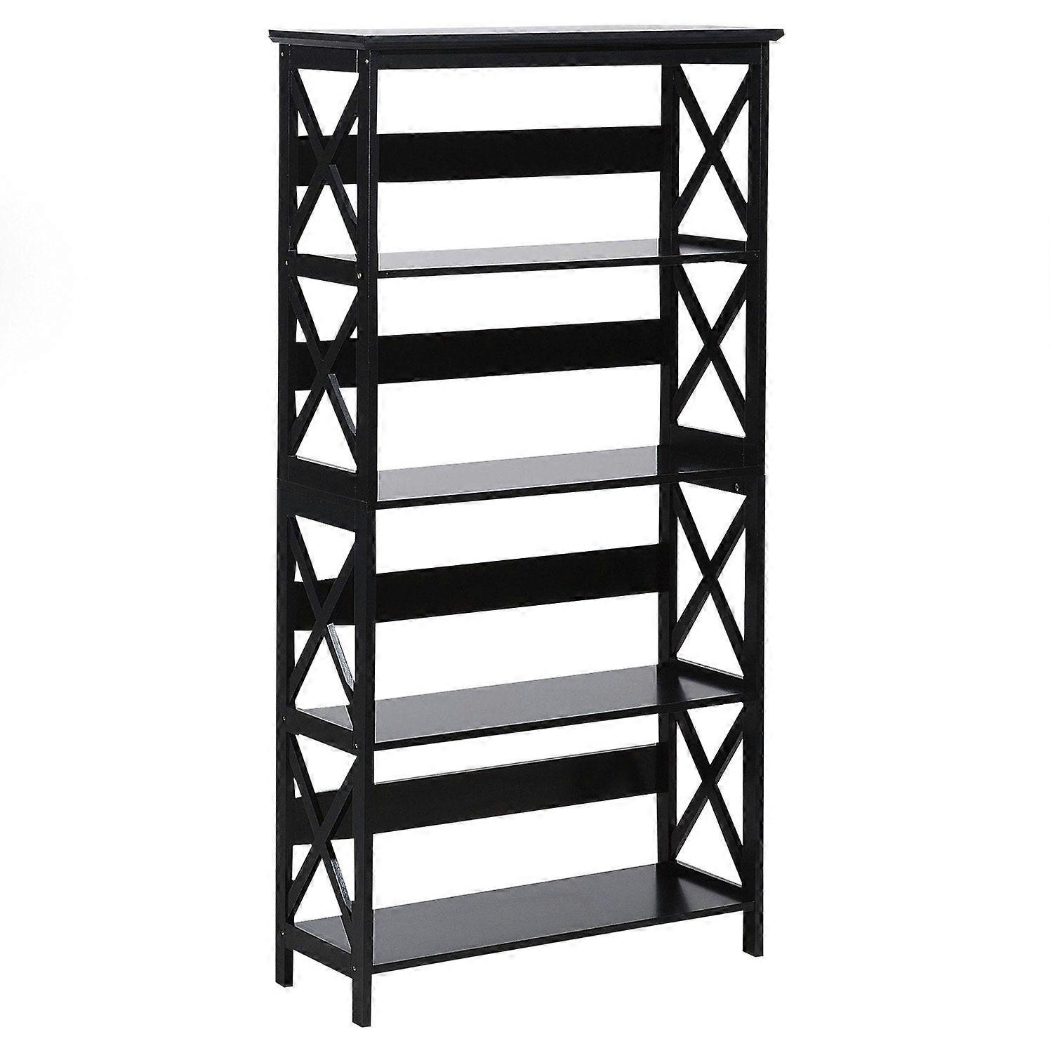 Sarantino Daphne 5 Tier Cross Panel Bookshelf Bookshelves