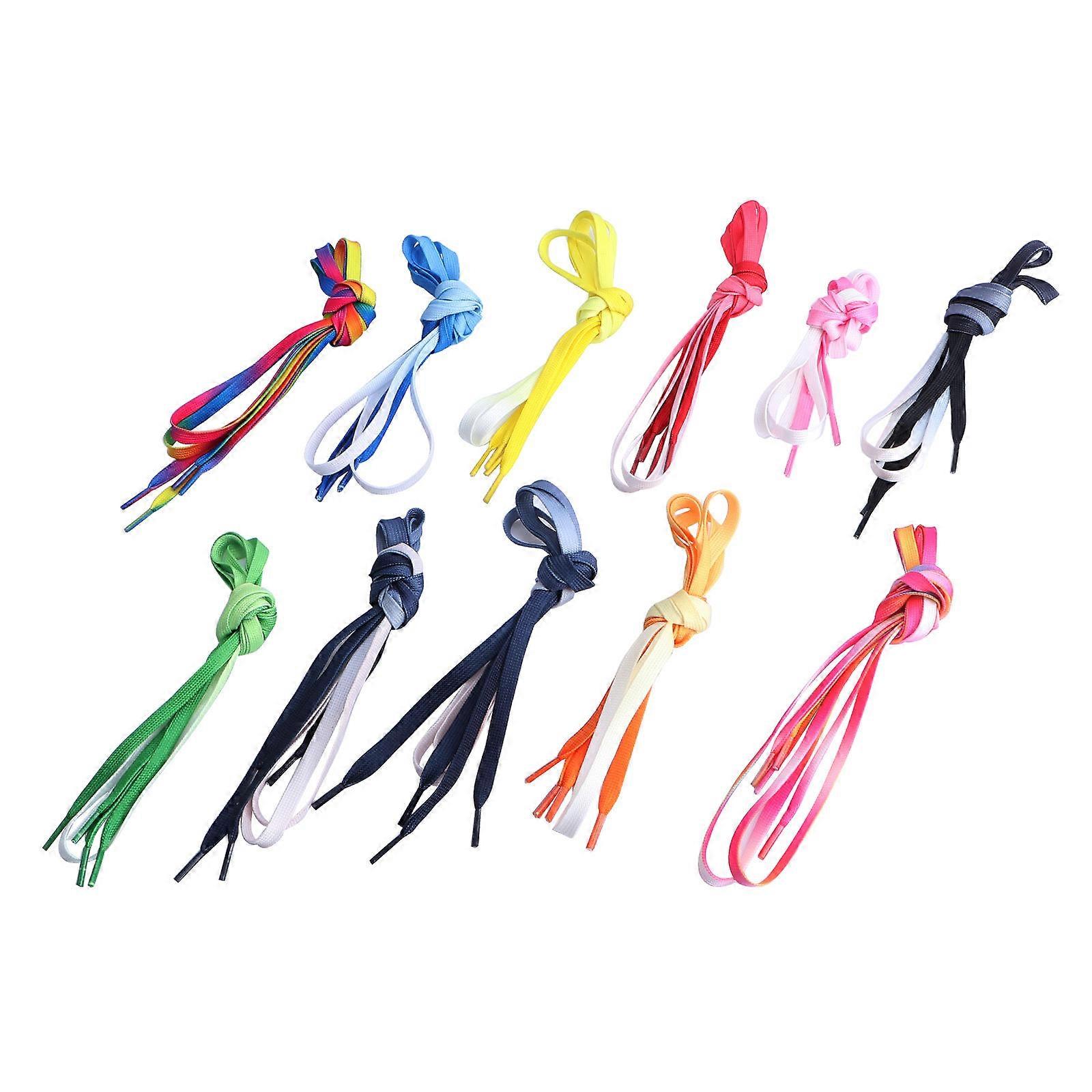 11 Pairs Durable Gradient Flat Shoelaces for Sneakers, Sports & Leisure Shoes Stylish Replacement Laces with Unique Design, Assorted Colors