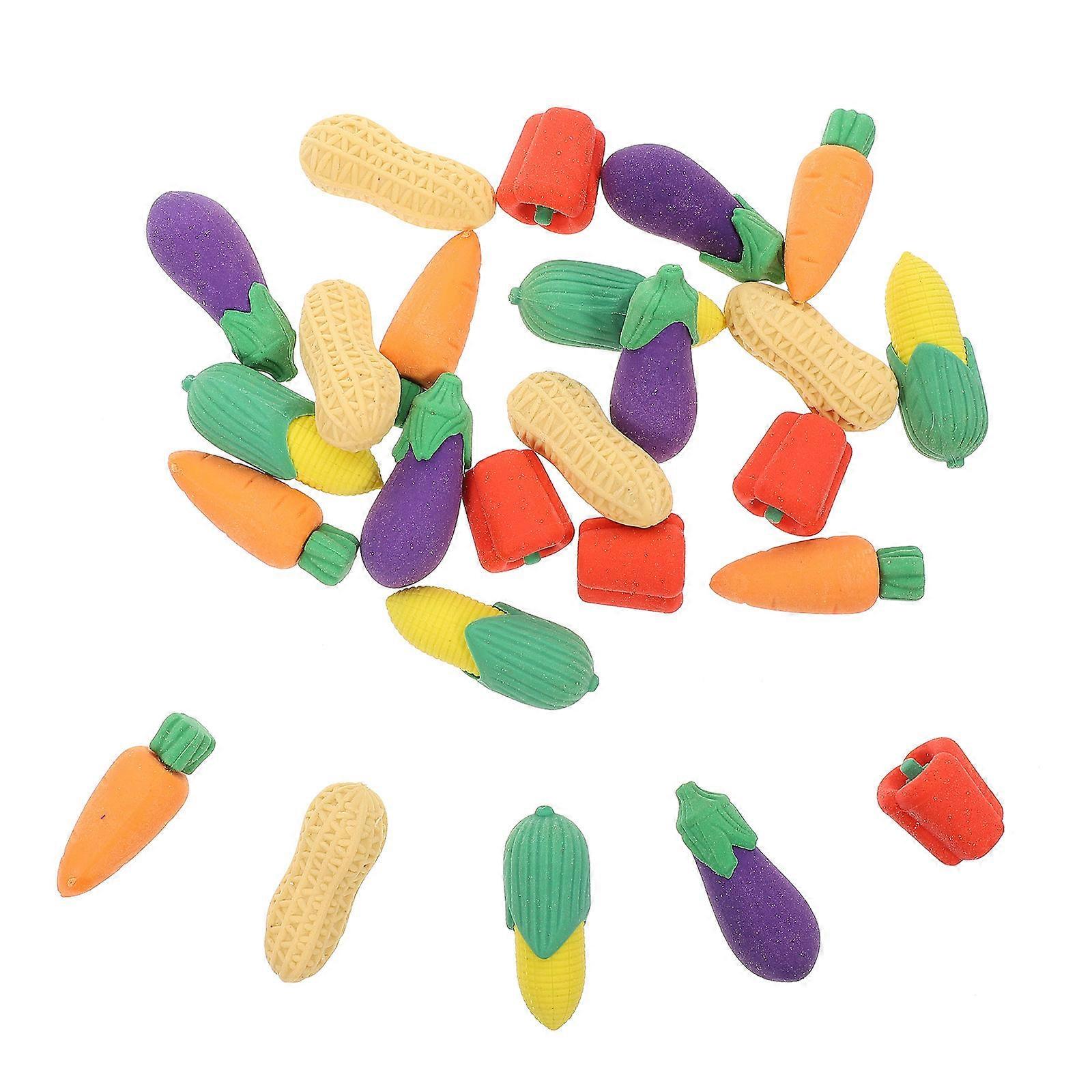 Cute Erasers For Kids Vegetable Shaped Erasers Educational Tool Assorted Color Small Size 25Pcs