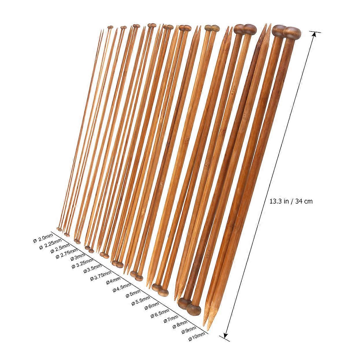 Knit Needles Professional Carbonized Bamboo Single Pointed Knitting Tools For Hand Knitting 2.0mm-10mm 35cm 18Pairs