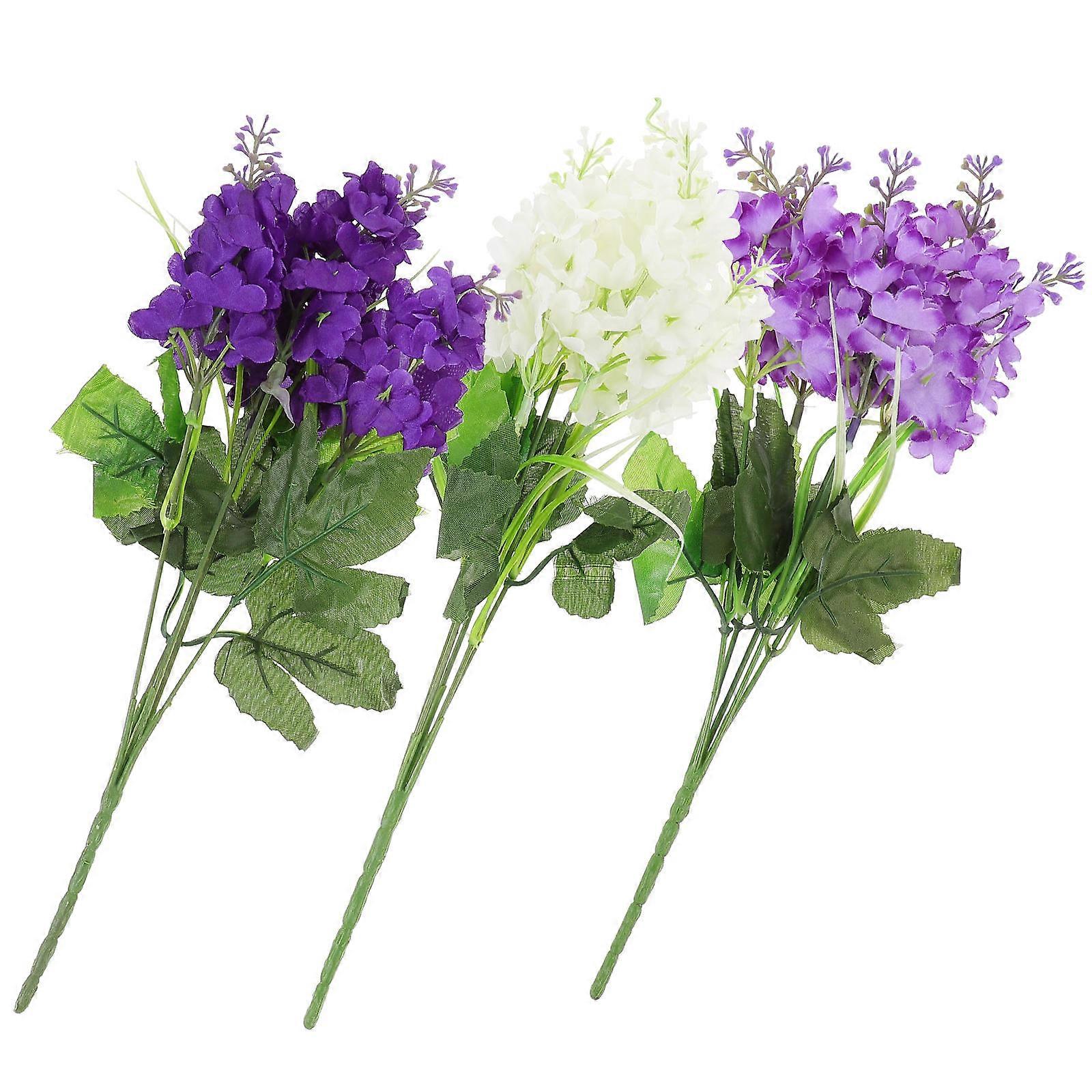 Faux Floral Stems Silk Flower Plastic Wedding Decor 3Pcs