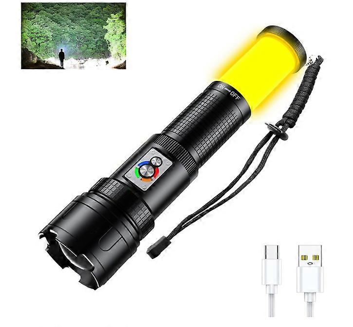 Flashlights High Lumens Rechargeable, 200000 Lumen Brightest Tactical Flashlight, Multiple Modes with COB Light, Waterproof Flashlight(Black)