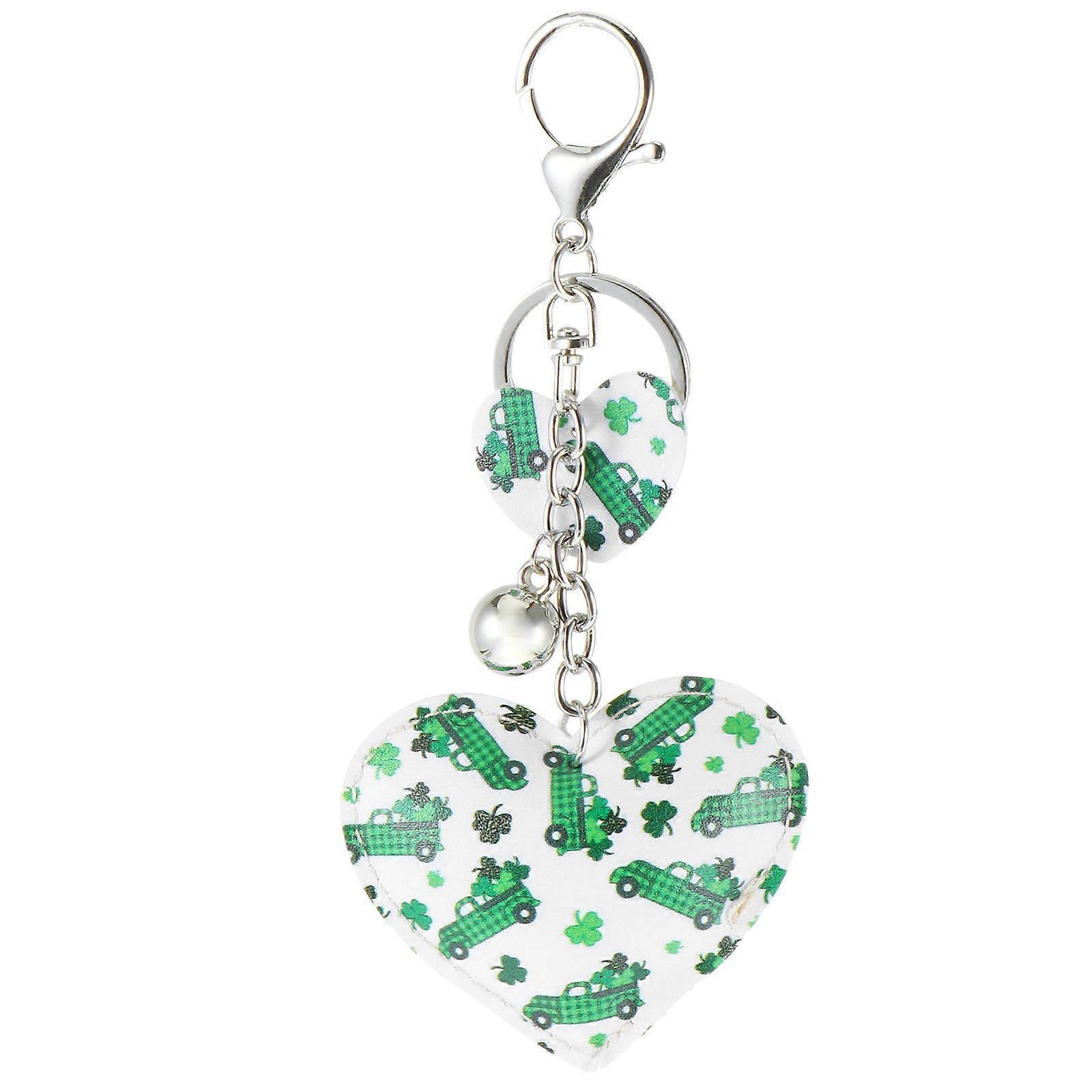 Green Keychain for Decor Saint Patrick's Day Heart Shape Key Ring 3.5 Inches