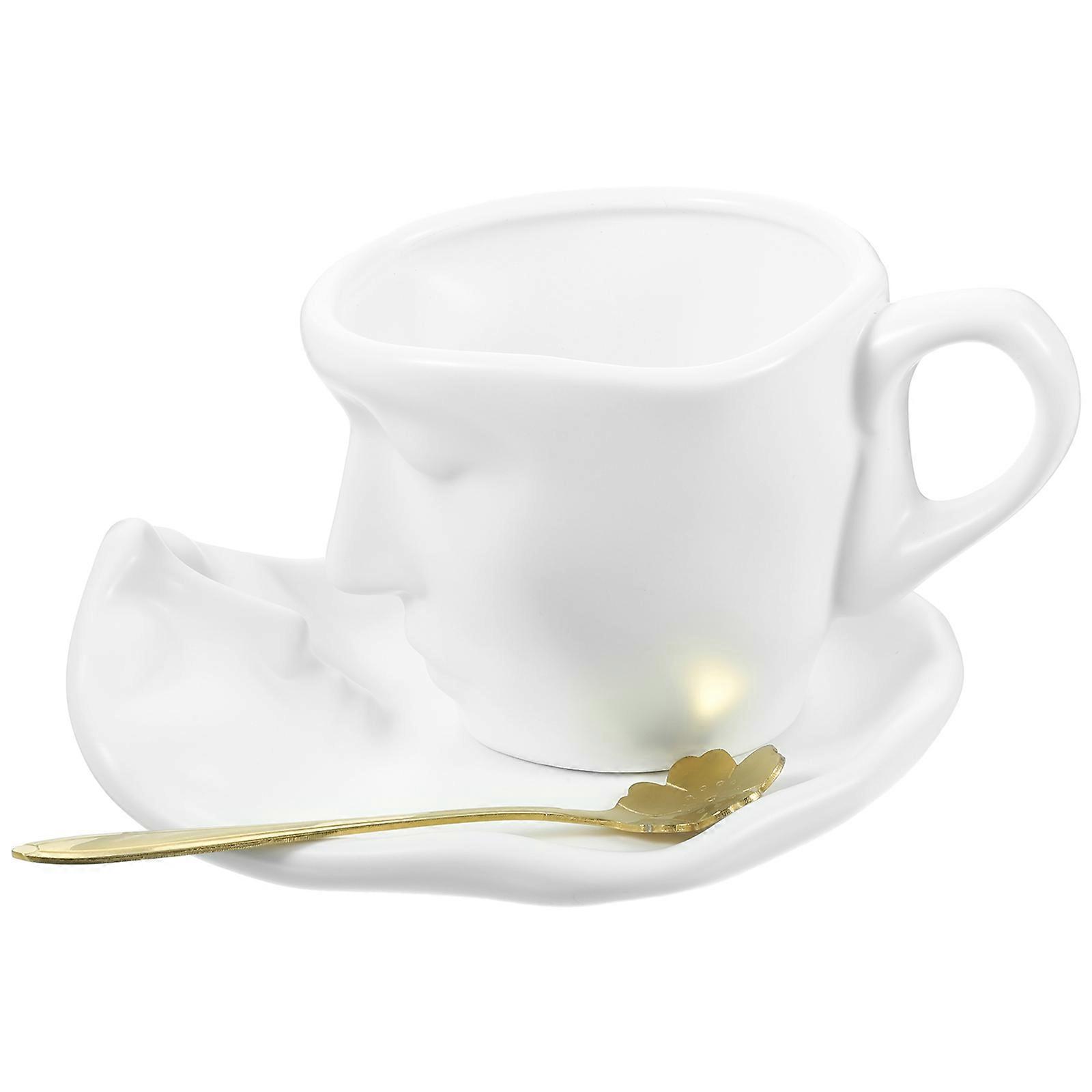 Creative Ceramic Mug With Saucer Set Holding Beverages For Home 1Set