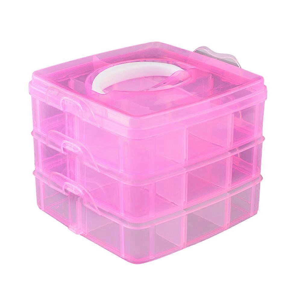 Nail Charm Organizer Manicure Accessory Holder Three-Layer Plastic Case For Manicurists 1Pack