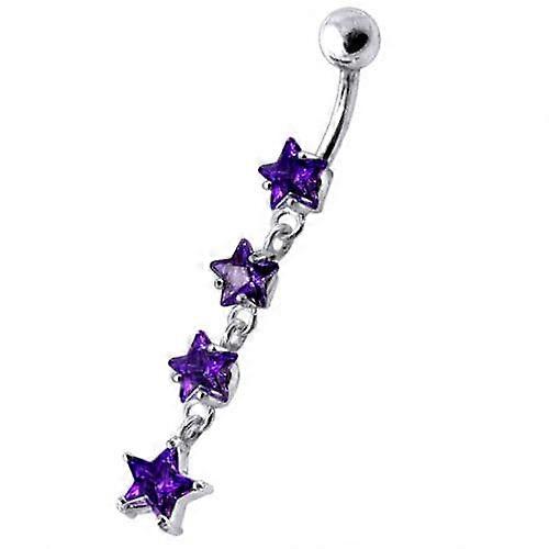Jewel Four Continuous Star Dangling Belly Ring