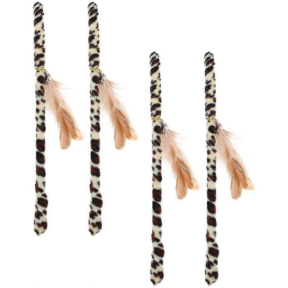 4pcs Reusable Cat Teaser Wand for Kitten Playtime Durable Interactive Wand Toy to Stimulate Hunting Instinct in Indoor Cats