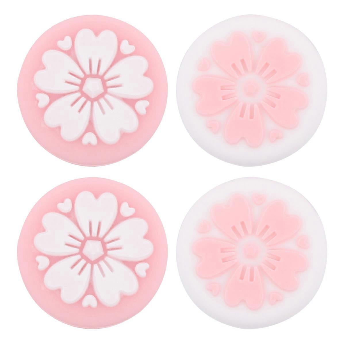 4pcs Pink Silicone Joystick Grip Covers for Switch Controller – Soft, Comfortable, Wear Resistant with Cherry Blossom Design