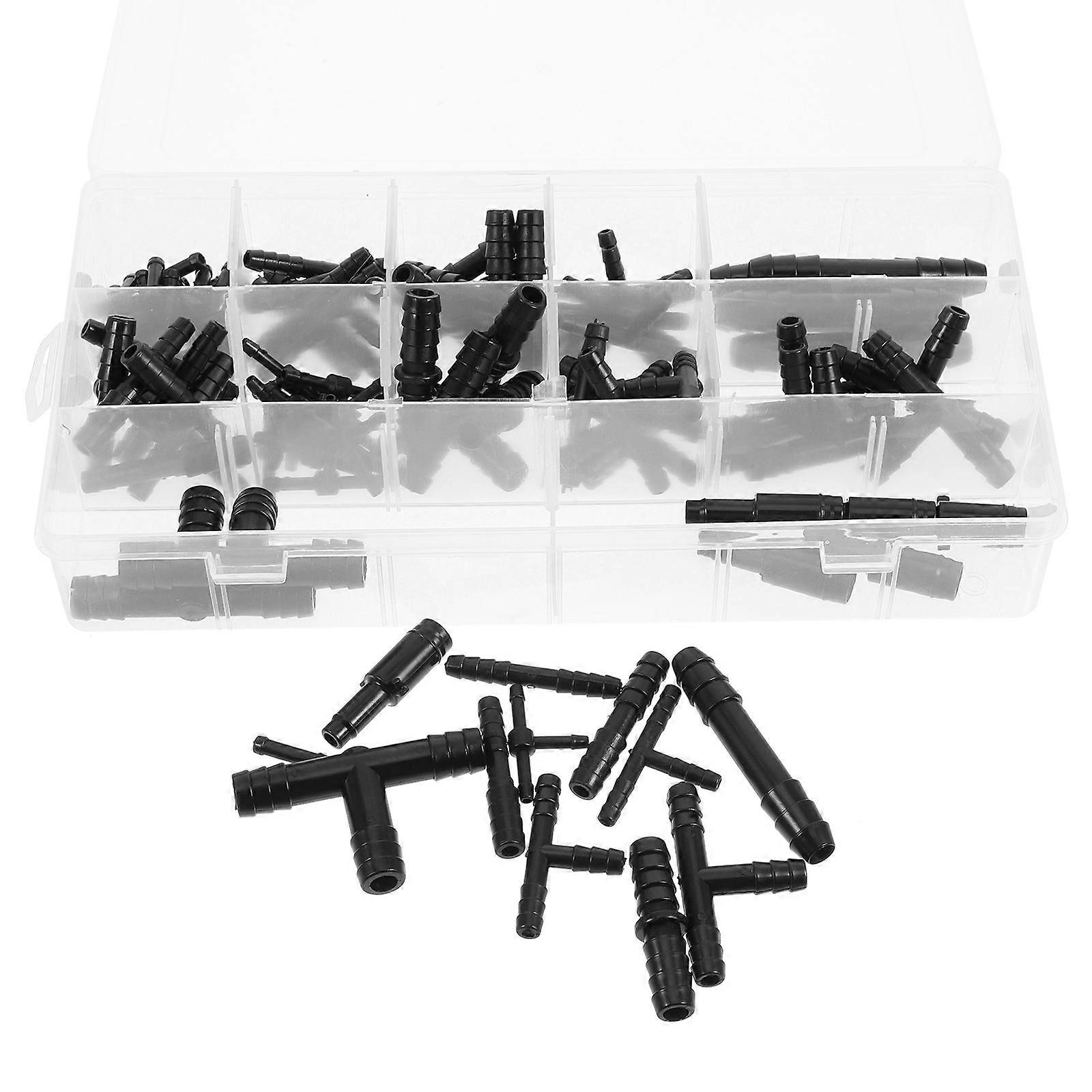 Vacuum Tubing Connector Kit Automotive Hose Connectors and Adapters for Vehicle Maintenance Assorted Connectors Black Nylon Quick Connect 113Pcs