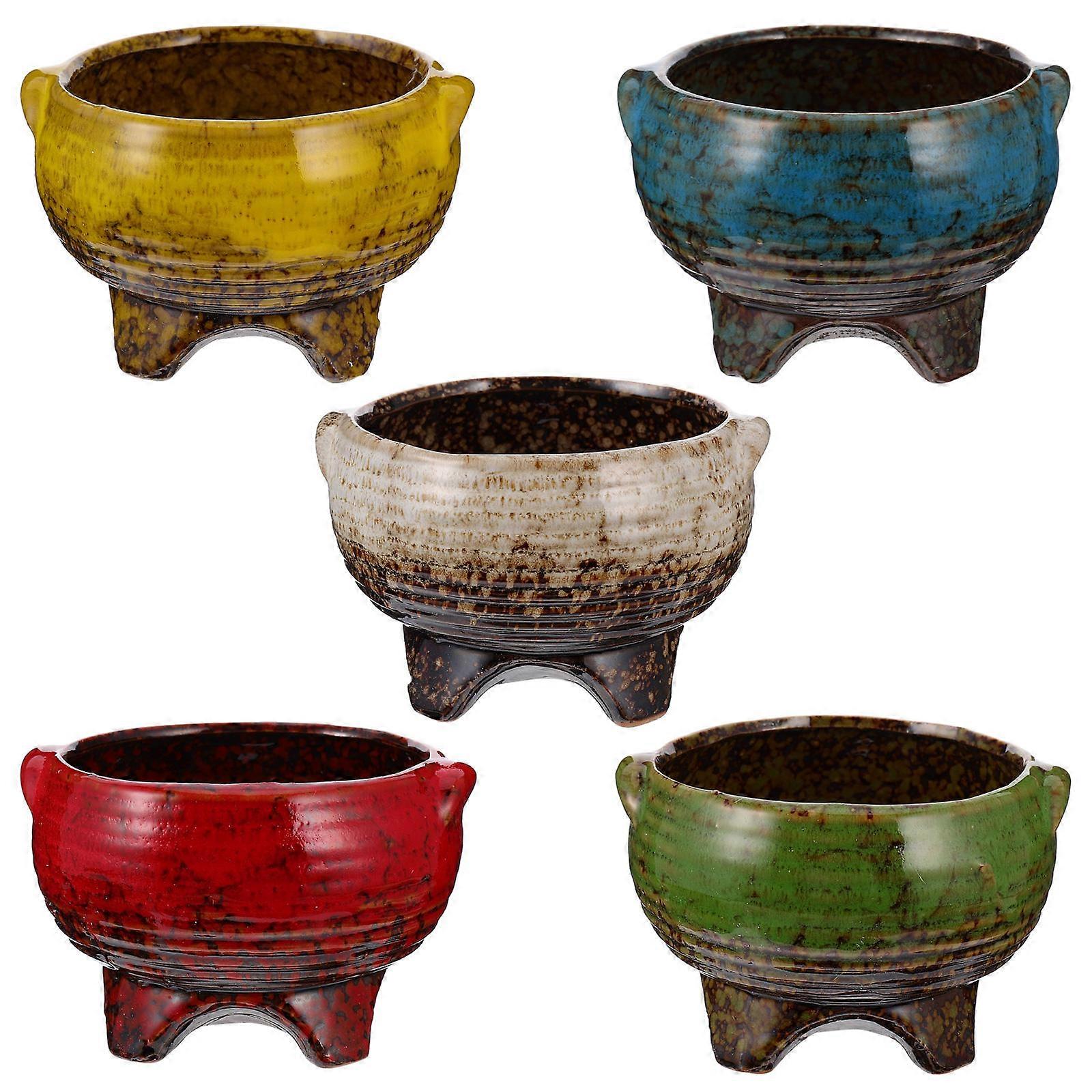 Succulent Flowerpot Ceramic Planter Use Green 10X8.5X6 Cm 5Pcs