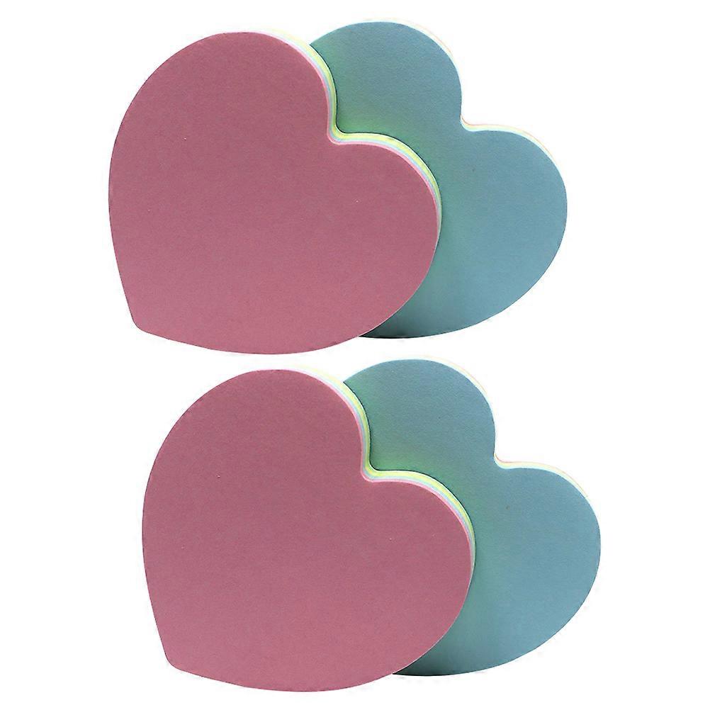 Cartoon Self-Stick Memo Pads Heart Shaped Memo Notes Office Work Portable Note-Taking Assorted Color 4Pcs
