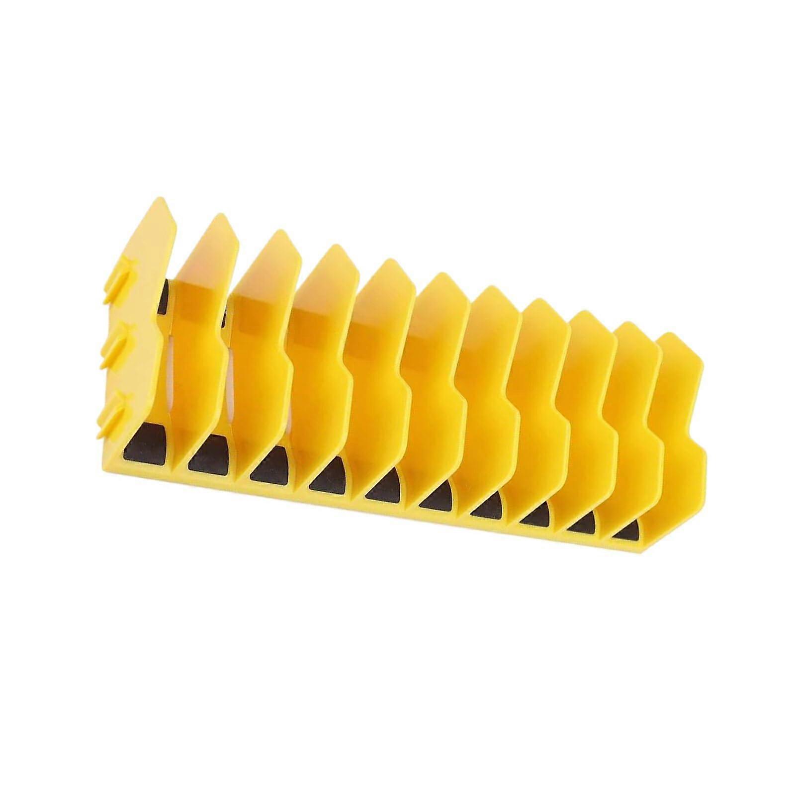 Removable tongs organizer keeps hand tools securely in place. 10 slot tongs storage shelf made of ABS, nonslip and removable, yellow