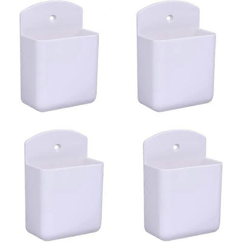 Set of 4 white remote control holders Wall mounted remote control holder