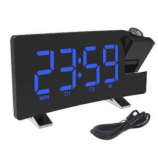 8inch LED Digital Display USB Adjustable Snooze Alarm Clock FM Radio Projector