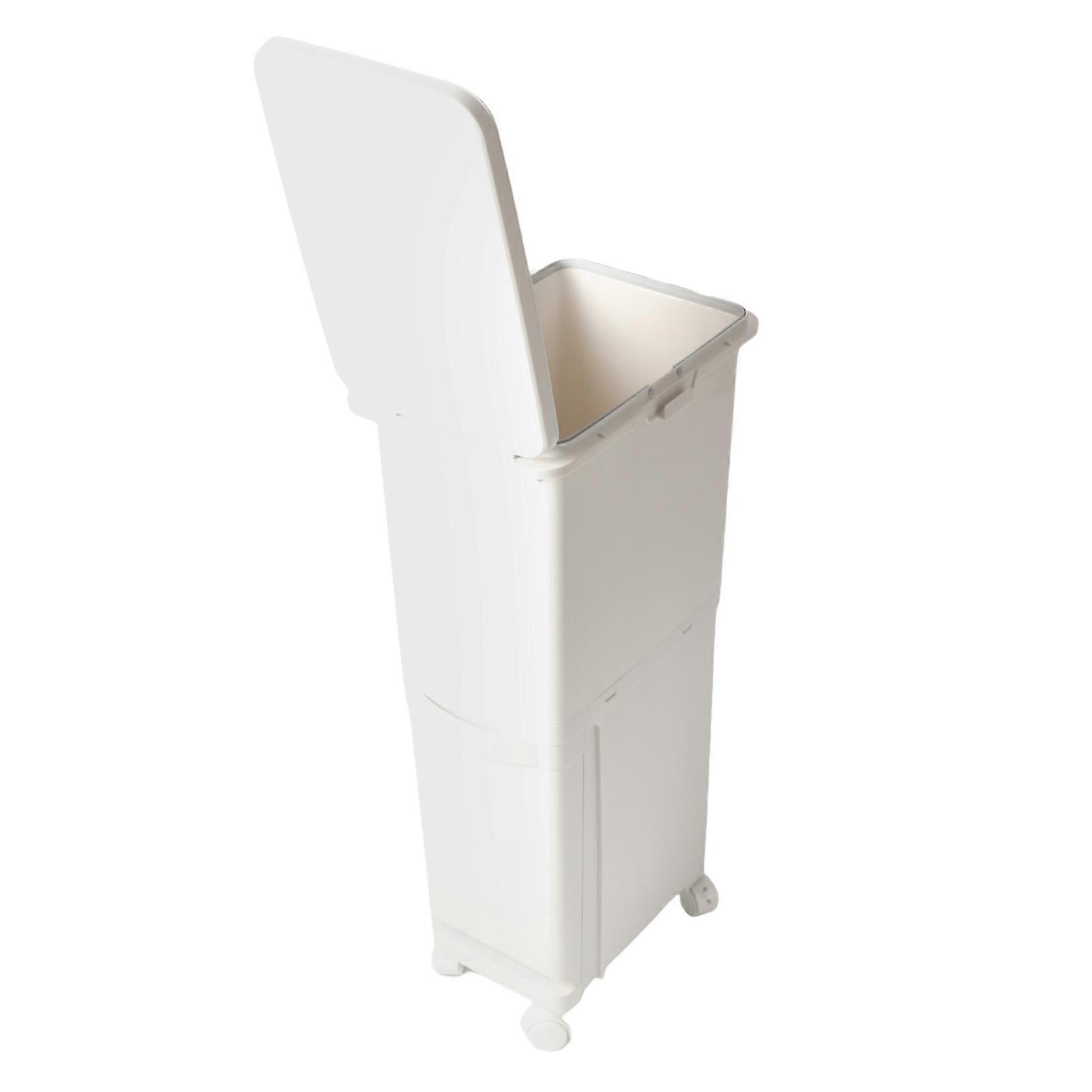 Large 29L Dry Wet Sorting Trash Can 2 Layers 36x26x77cm Plastic