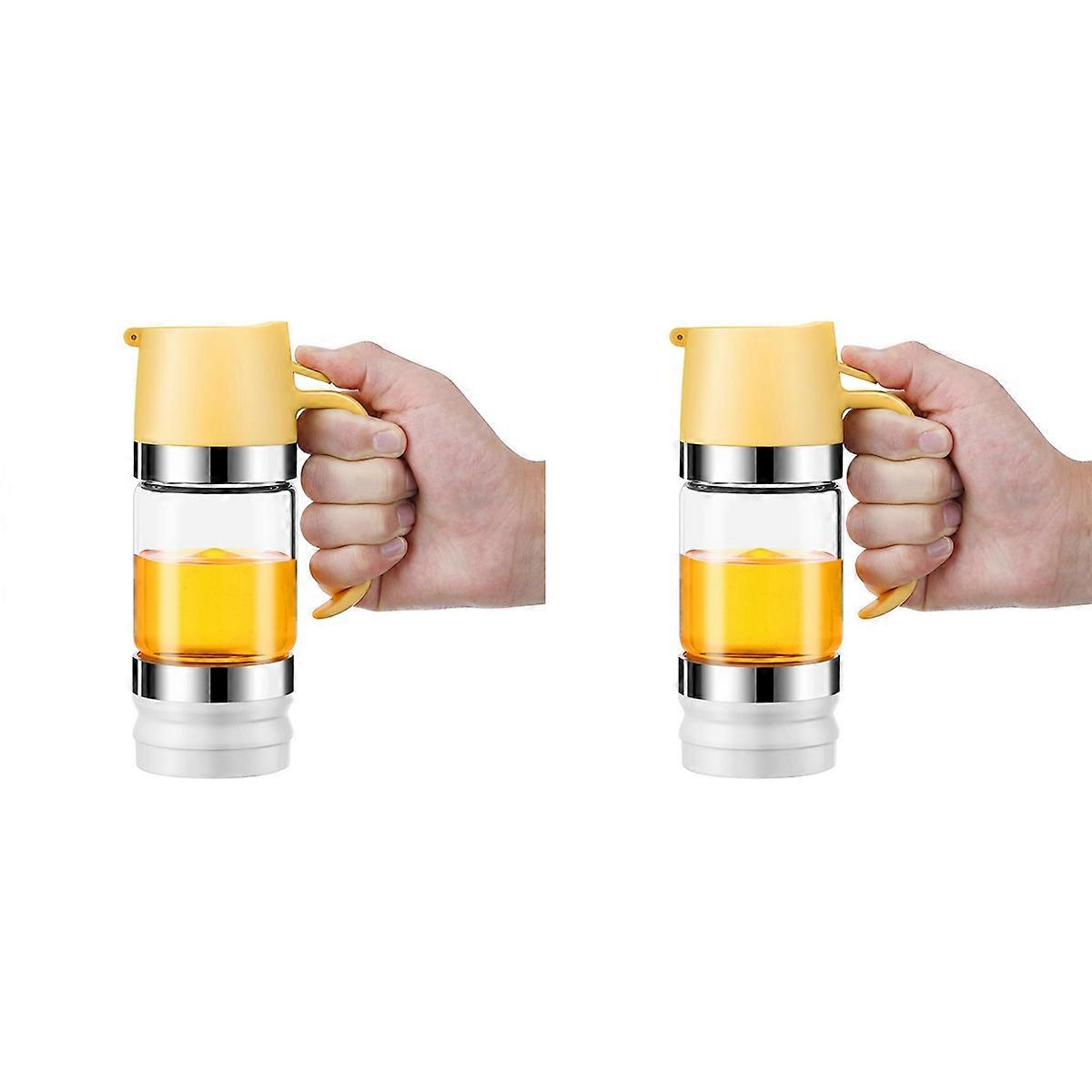 2X Honey Dispenser Jar, 10 Oz No Drip Glass Honey Dripper with Handle, Honey Syrup Dispenser for Bre