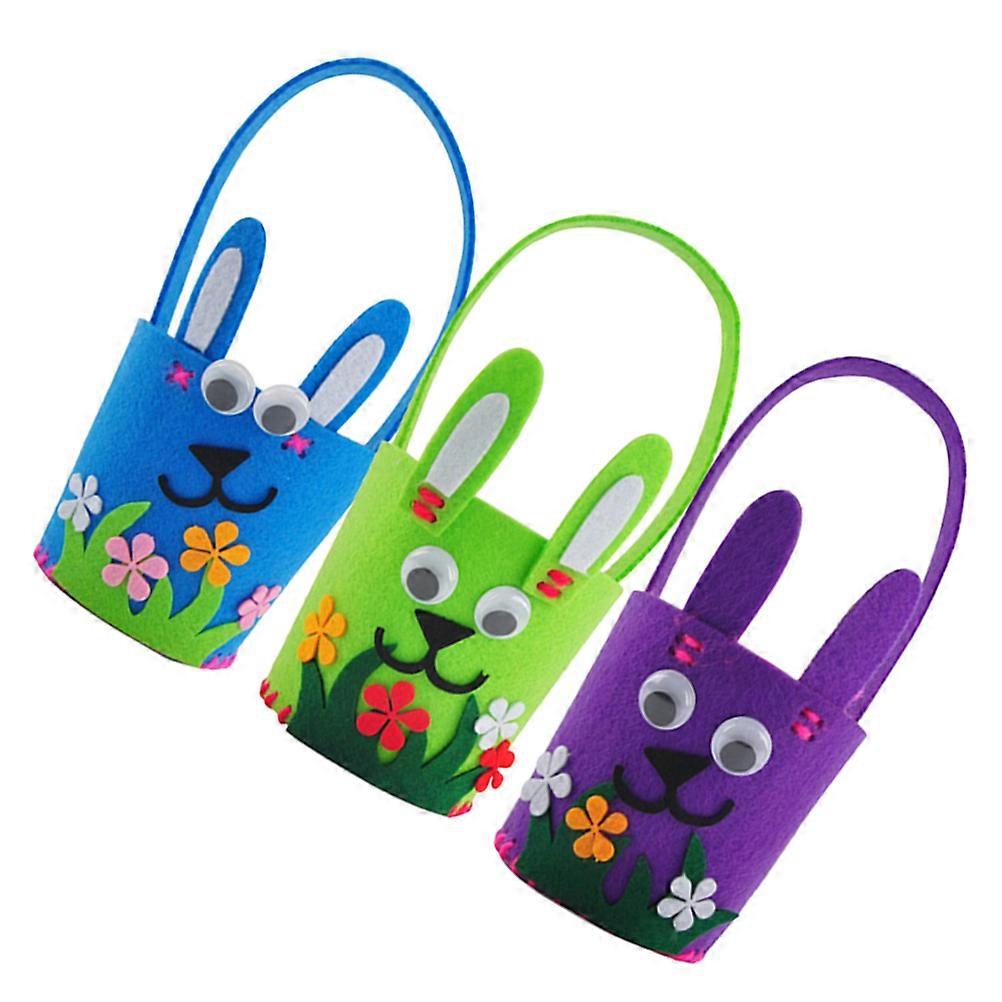 3 Pcs Easter Fabric Buckets Candy Storage Pouch Easter Eggs Buckets Random Styles