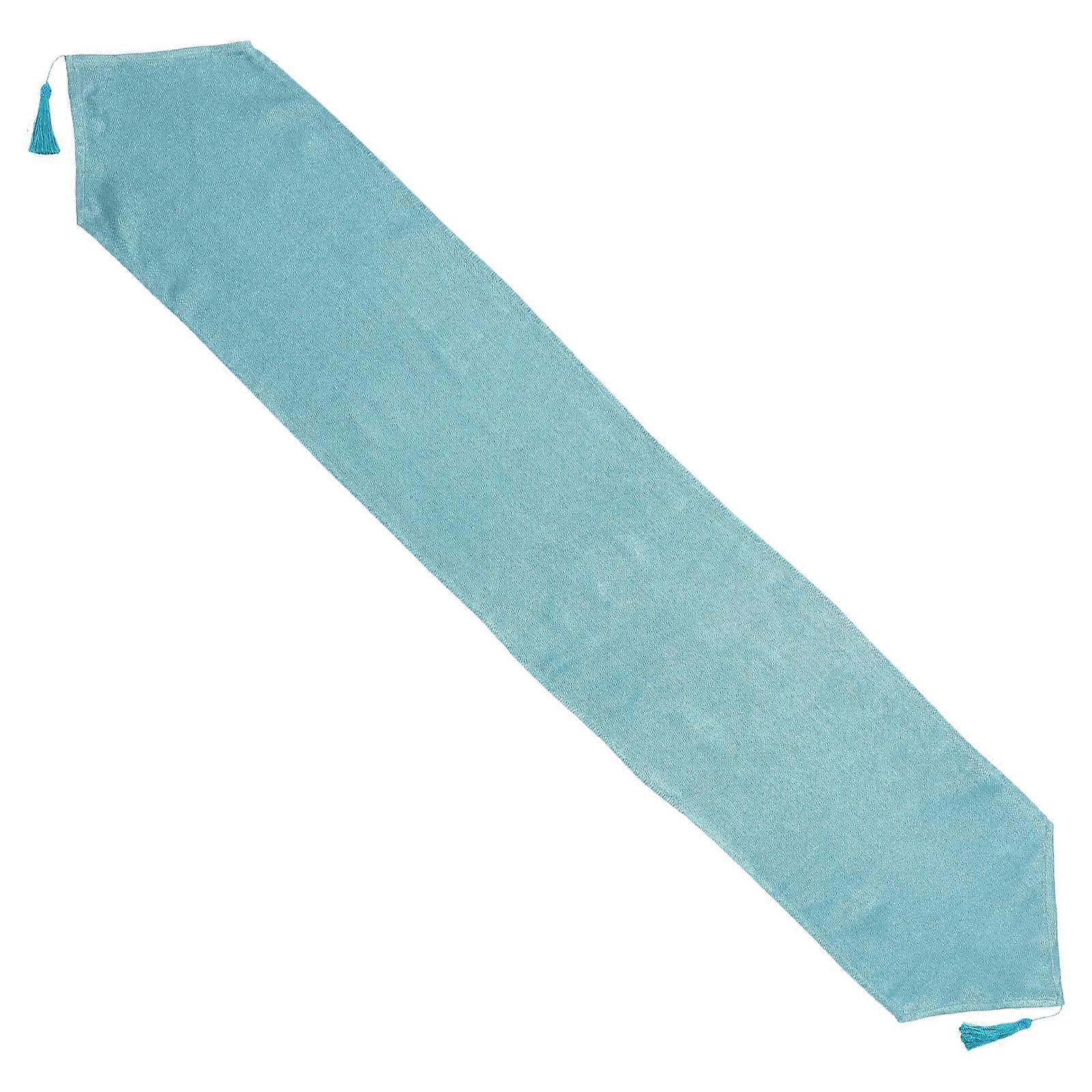 Tassel Table Runner Simple Polyester Tablecloth for Weddings, Parties, and Home Decor, Lake Blue