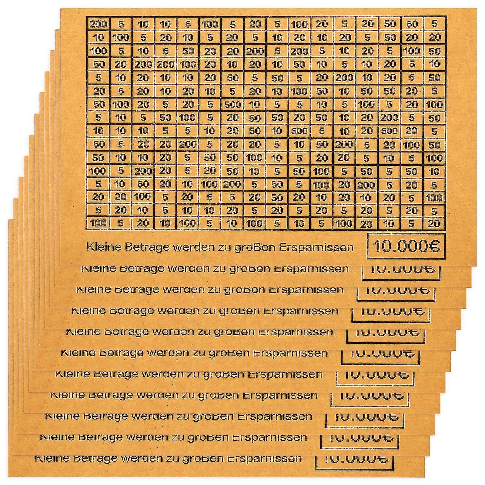 Money Box Stickers Savings Tracking for Financial Planning Light Brown 14.00X8.80X0.10CM 20 Sheets