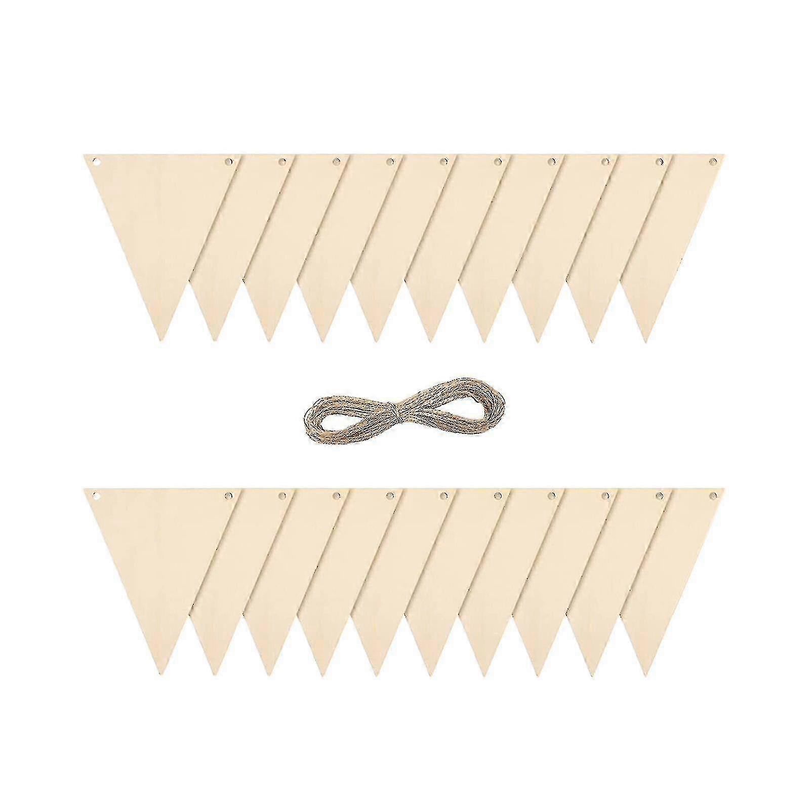 20 stycken vimpel banner trä triangel flaggor för krans semester gåva