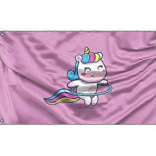 Cute Unicorn in Pink Flag, Unique Design, 3x5 Ft / 90x150 cm, 4x6 Ft / 120x180 cm Size