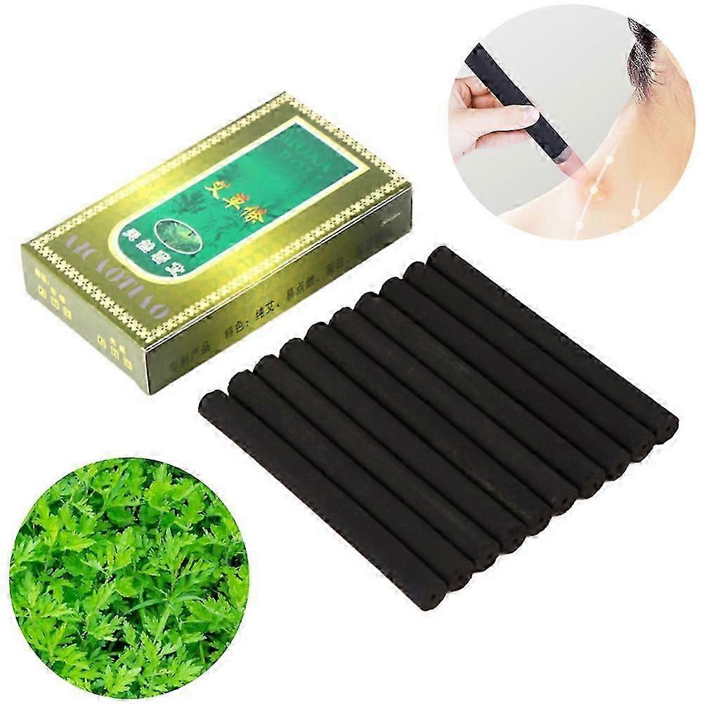 Smokeless Moxa Rolls, 10Pcs/12mm Box Smokeless Moxa Rolls Mild Moxibustion Sticks Relieve Pain Traditional Wormwood Strips