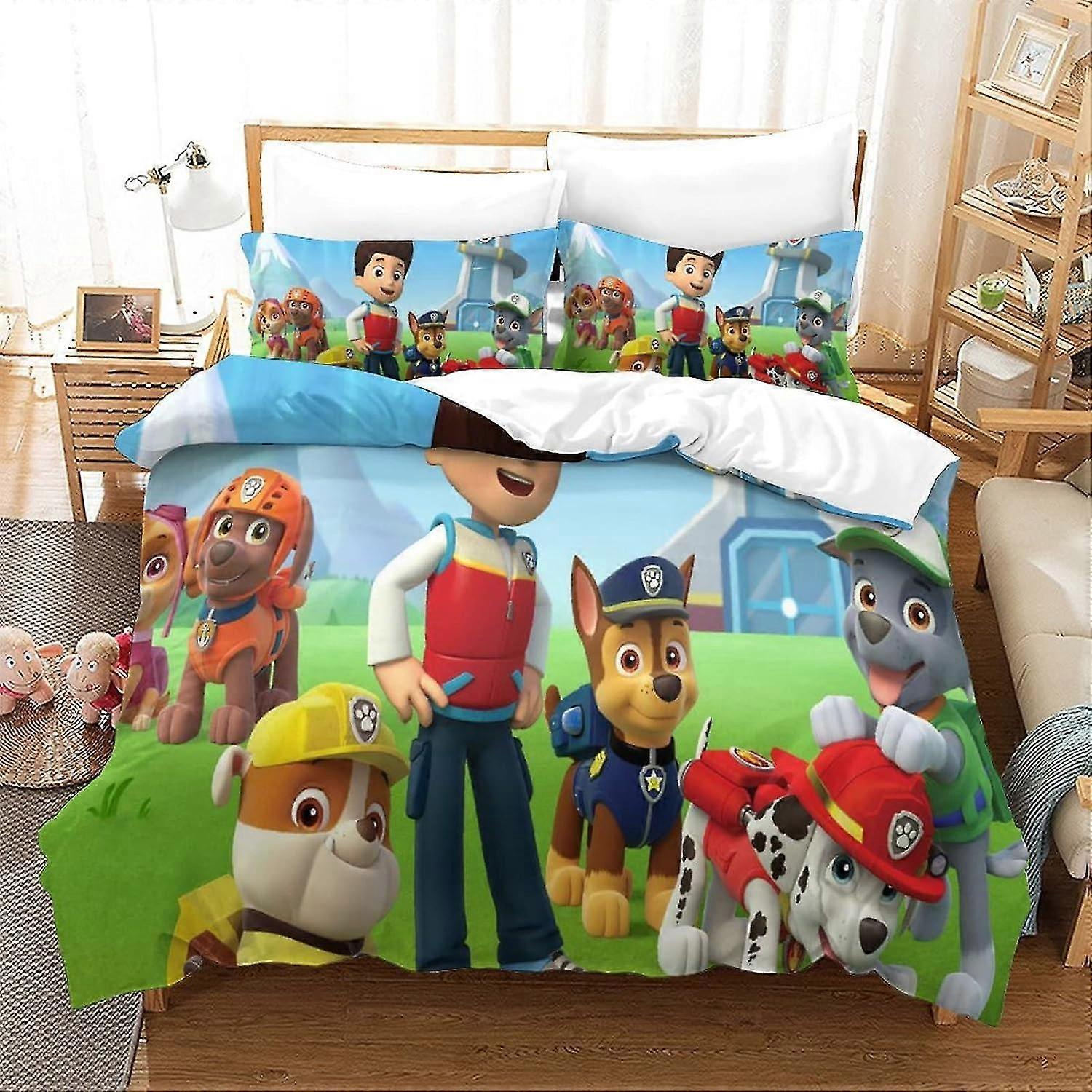 Conjunto de capa de edredom Paw Pator com fecho de zíper, conjunto de cama de microfibra ultra macia de 3 peças para todas as idades