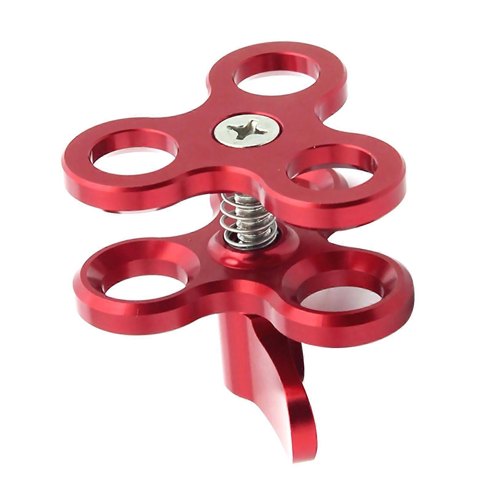 Alloy Triple Holes Ball Clamp For Underwater Photography Lighting System, 3 Mount Hole, Diving Camera Accessories, Red