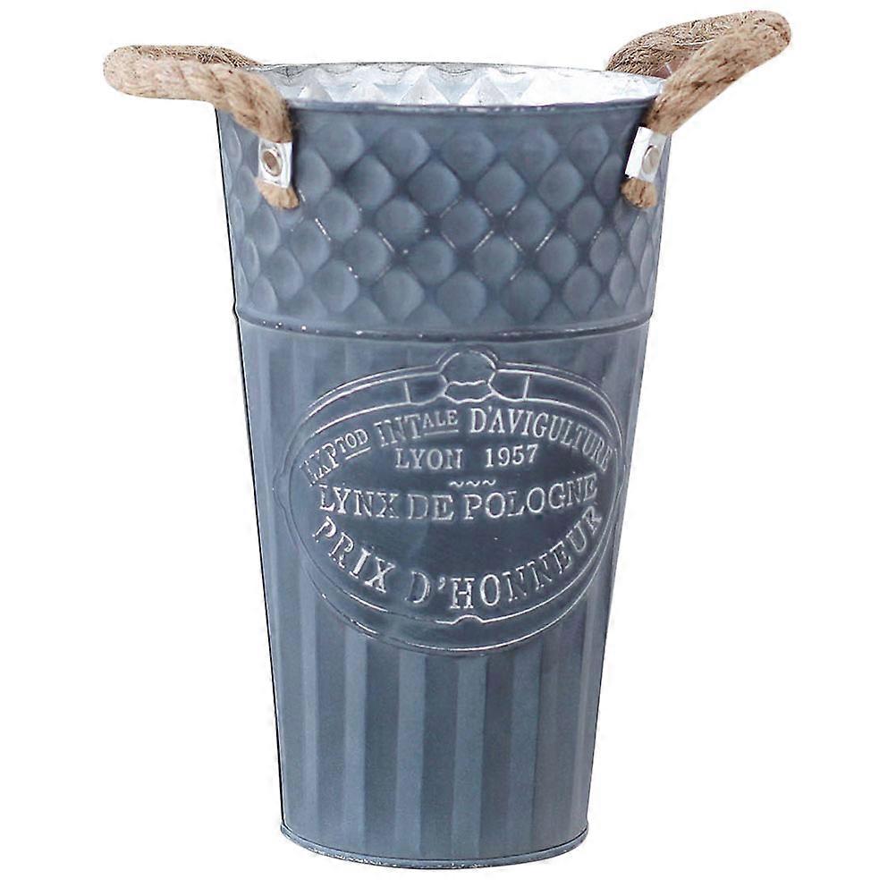 Retro Metal Flower Vase Vintage Bucket for Dried Flowers Decorative Rustic Container Home Office Garden Chic Design Diy Arrangements