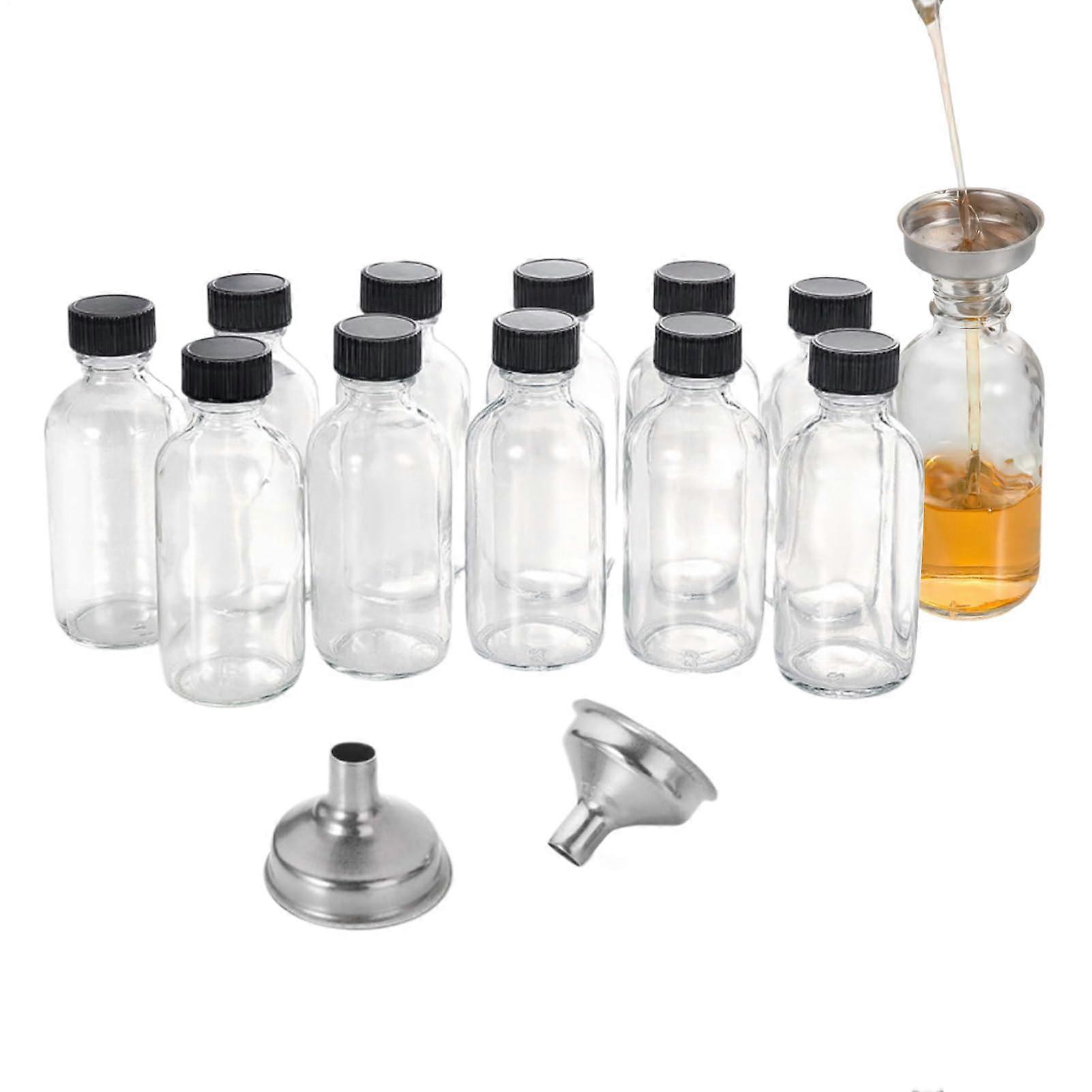 Reusable Glass Juice Bottles 12 Pack With Lids, 2 Oz (60 Ml) Leakproof For Daily Use, Clear