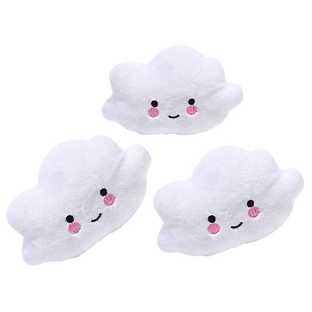 Pet Squeaky Toy White Cloud-Shaped Plush Chew Toy For Small Dogs And Cats 3-Pack