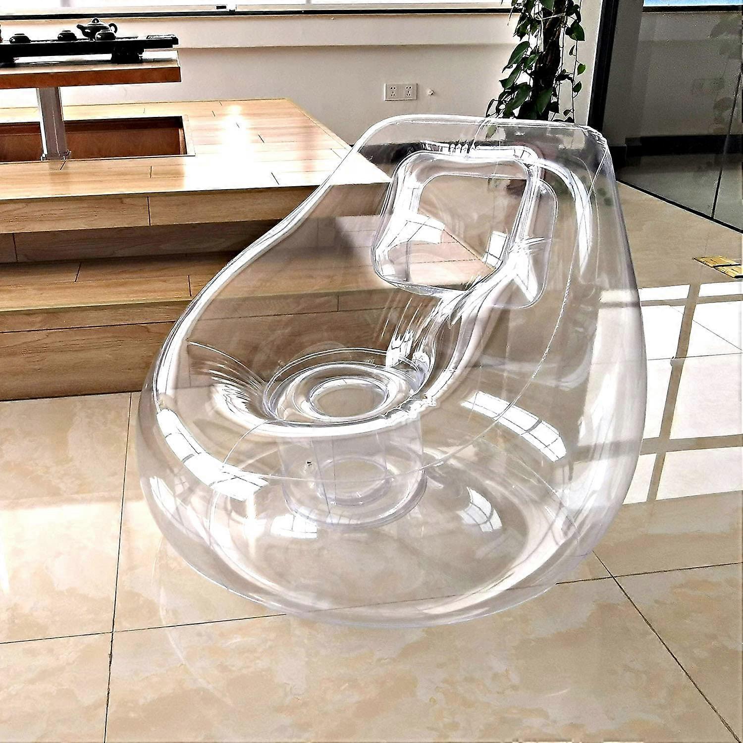 Inflatable Transparent Couch Chair Sofa For Camping And Home Office, Clear PVC, 1-2 Person, Portable Lazy Bean Bag