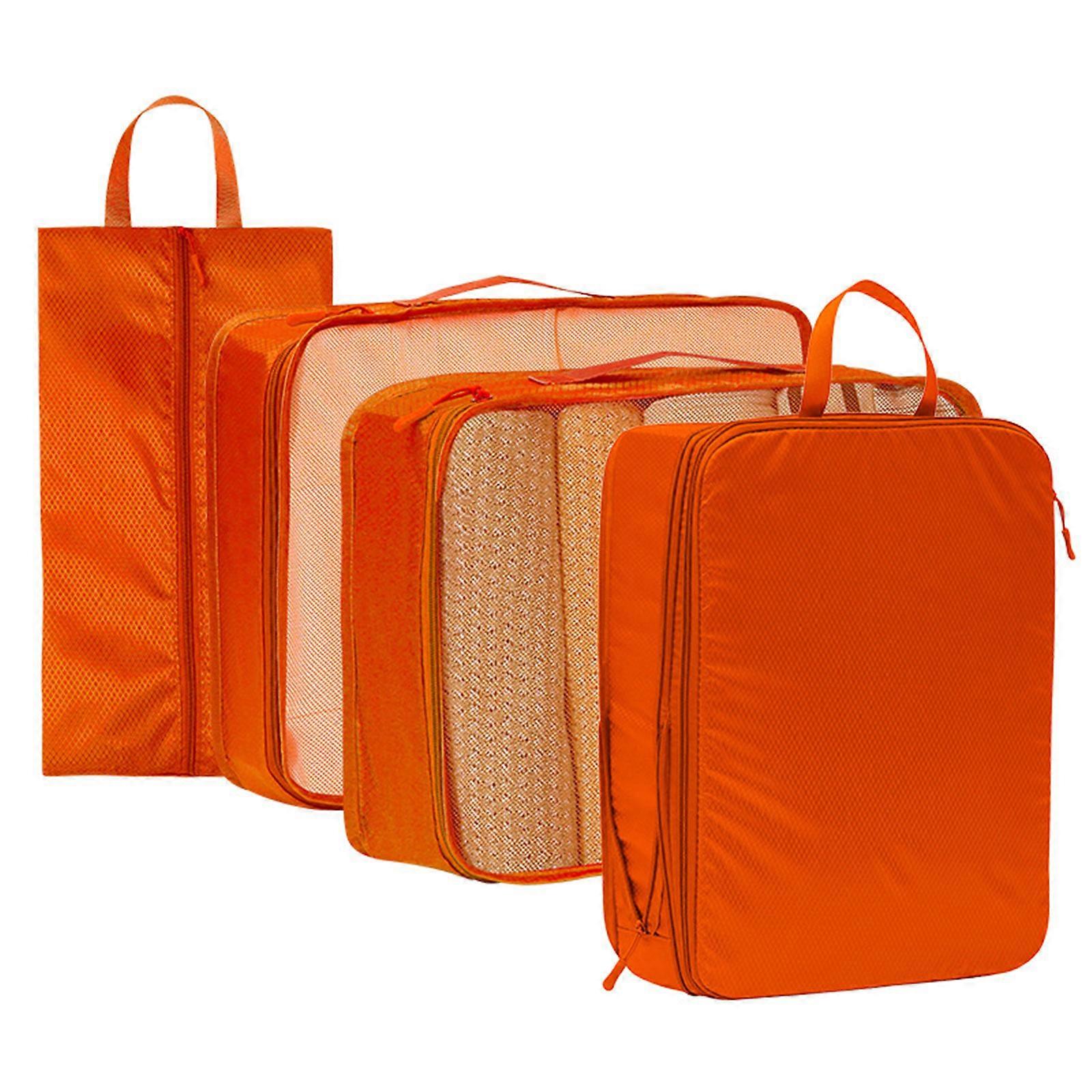 Genişletilebilir Polyester Sıkıştırma Çantası Taşıma Kolu Dahil İş Gezileri İçin Sıkıştırma Çantaları Tatil Temel Turuncu