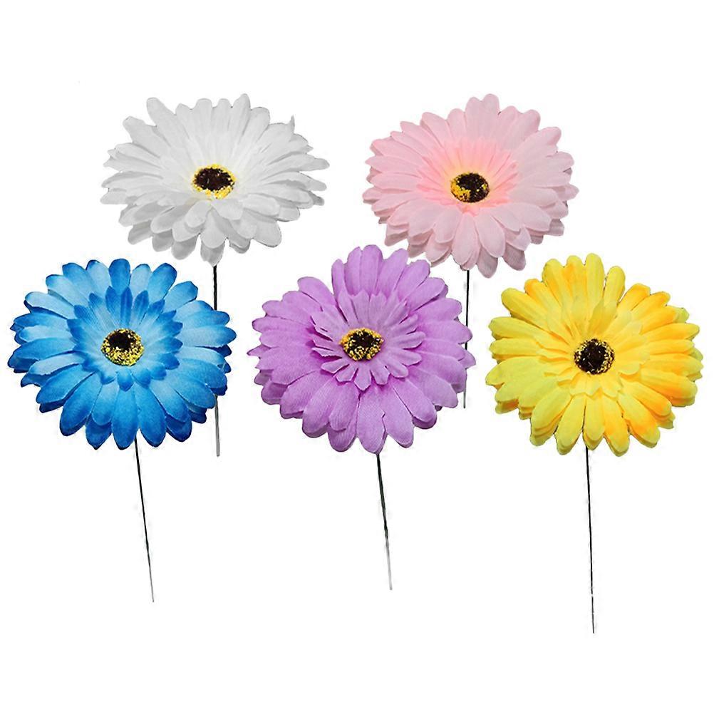 Yard Flower Stakes Garden Daisy Stake Garden Beds Flower Shape Assorted Color 40X10CM 5Pcs