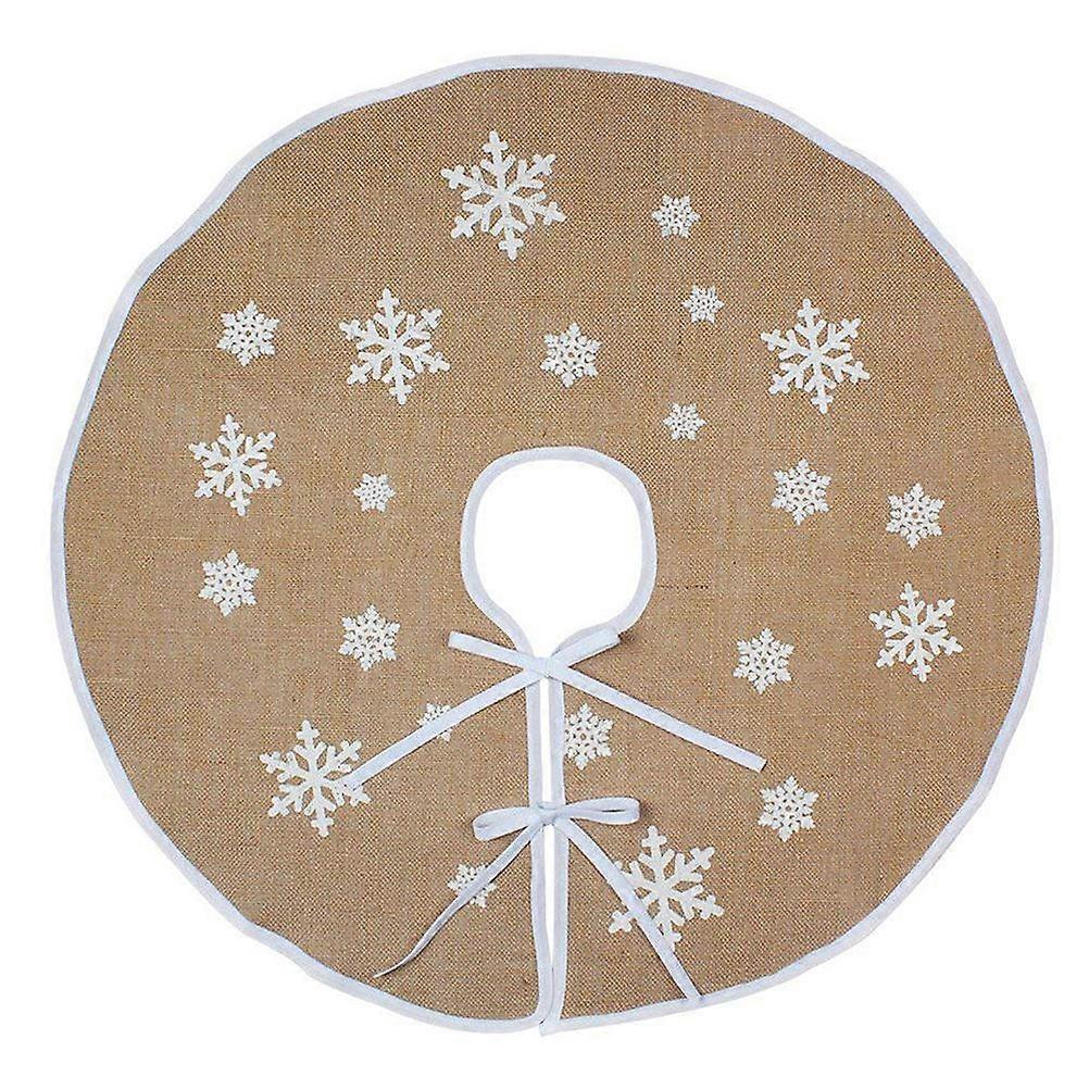 Rustic Tree Skirt Linen Christmas Tree Stand Decor Apron Wrap 47.2Inch Round Shape For Families And Business Owners