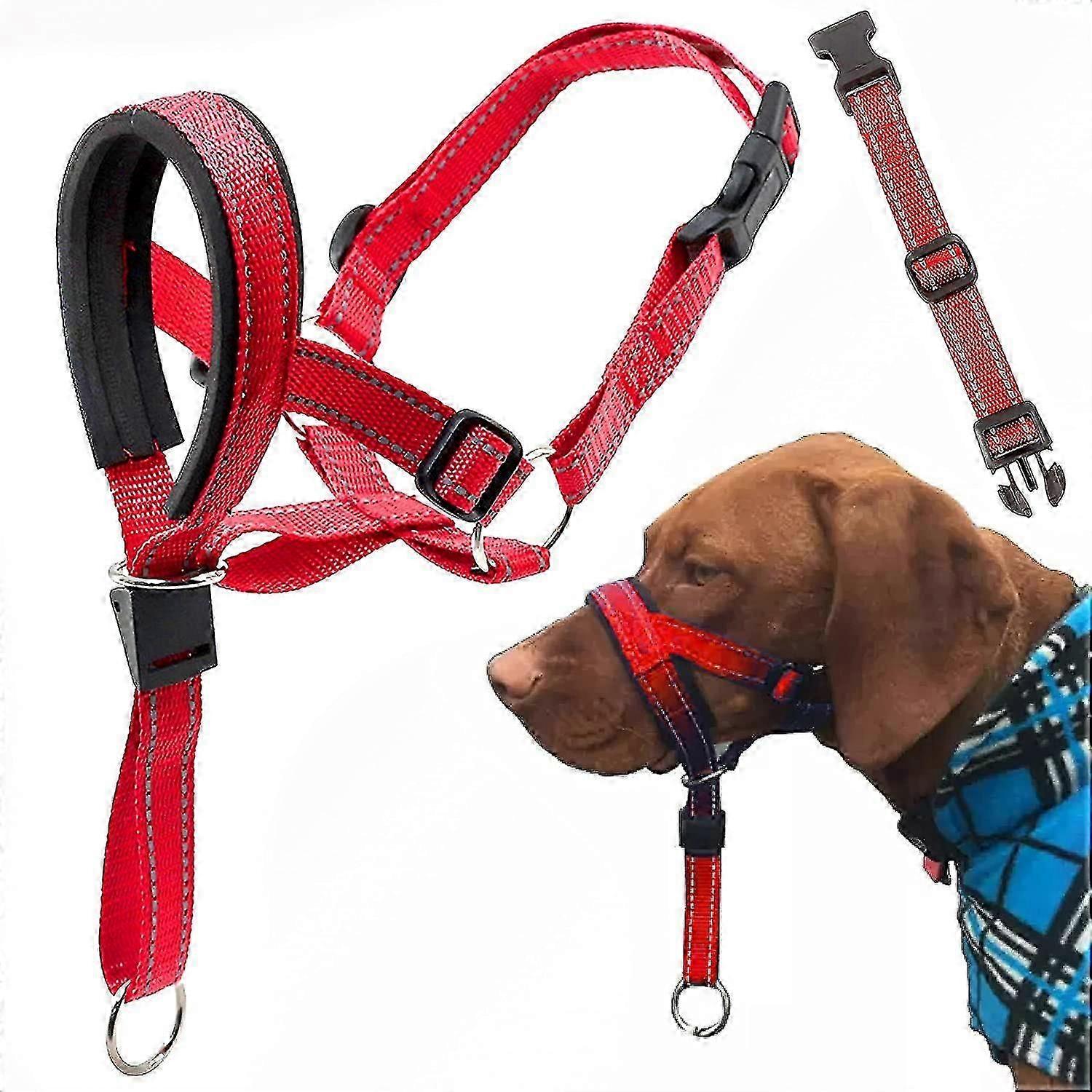 Dog Head Halter With Safety Strap, Dog Head Collar With Reflective Strap, No-pull Dog Collar Adjustable Dog Harness Training